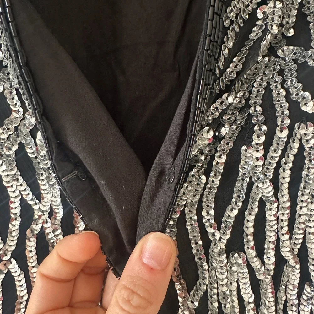 Vintage Laurence Kazar Black Silk Jacket, size M - Picture 3 of 6